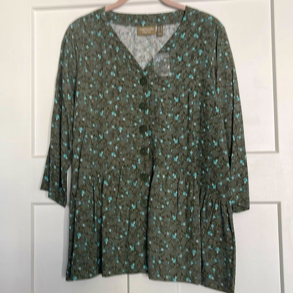 Button front peplum blouse